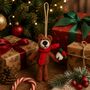 Handmade Felt Christmas Pudding Bear Hanging Decoration, thumbnail 1 of 2