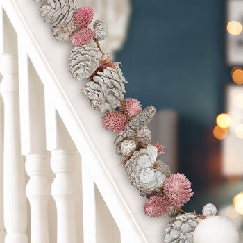 Heather Pink Pine Cone Christmas Garland, 4 of 6