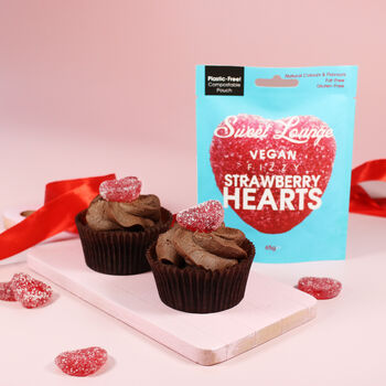 Vegan Fizzy Strawberry Hearts. 65g And 130g Packs, 4 of 4
