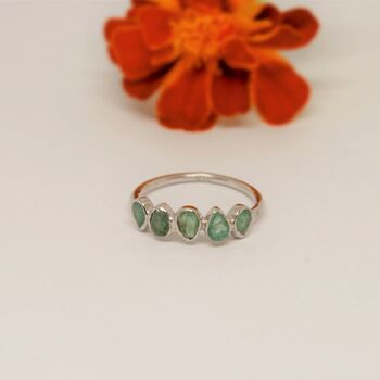 Emerald Sterling Silver Ring, 5 of 10