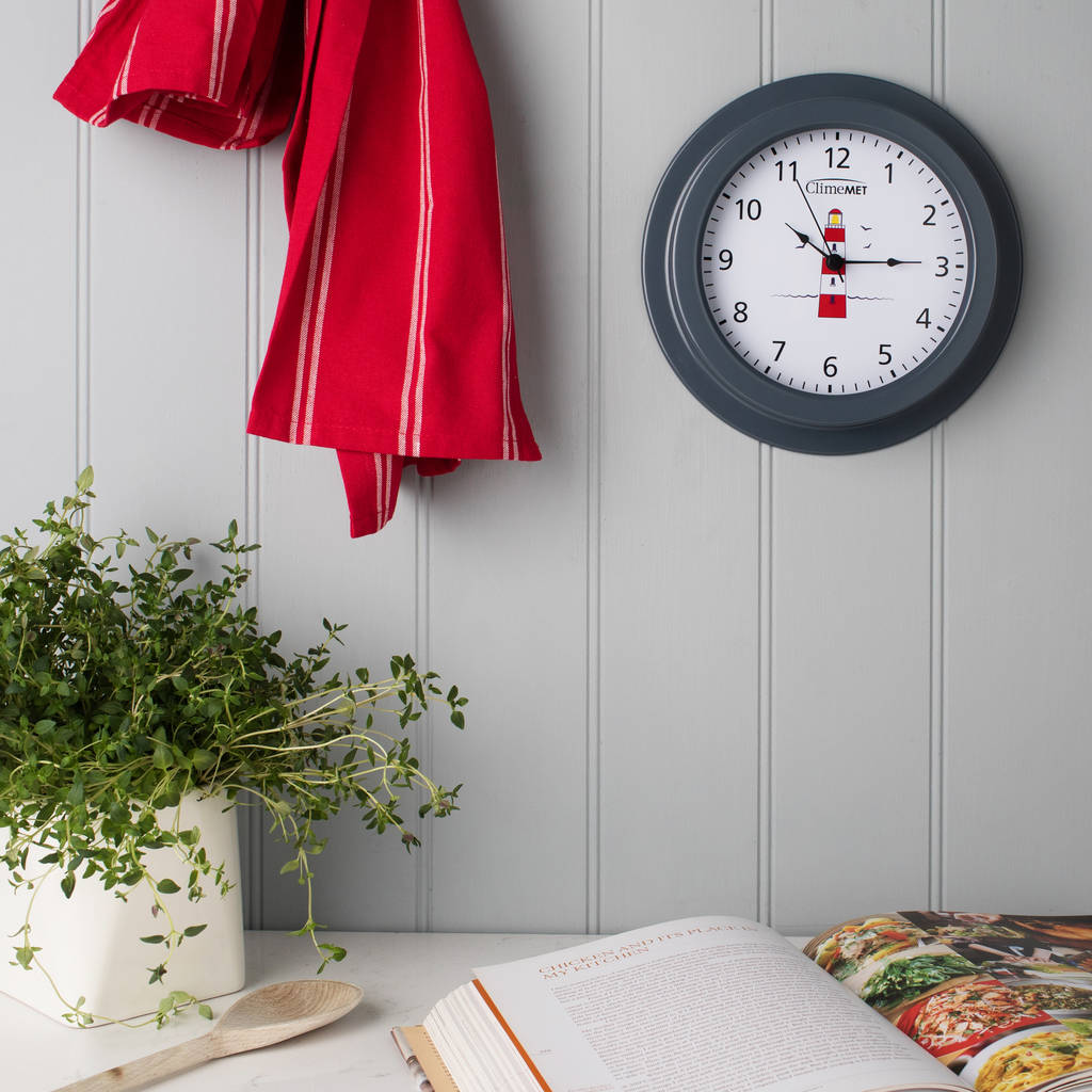 Customisable Red Lighthouse Wall Clock, 1 of 7