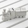 Engraved Train Moneybox With Tooth And Curl Carriage, thumbnail 1 of 2