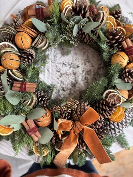 Dried Oranges And Cinnamon Handmade Christmas Wreath, 2 of 3