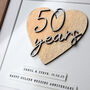 Personalised 50th Anniversary Wooden Heart Print – Golden Wedding Keepsake, thumbnail 3 of 3