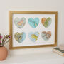 Six Custom Map Heart Golden Wedding Anniversary Print, thumbnail 2 of 3