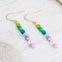 Ettie 14 Karat Gold Filled Beaded Dangly Daisy Flower Earrings, thumbnail 2 of 3
