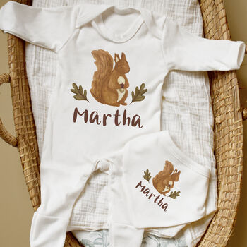 Personalised Red Squirrel Babygrow, 2 of 3