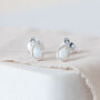 Mini Sterling Silver Teardrop White Opal Stud Earrings, thumbnail 2 of 10