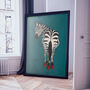 Turquoise Zebra Wearing Heels Original Art Print, thumbnail 6 of 12