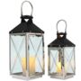 Set Of Two Black Silver Stainless Steel Candle Lanterns, thumbnail 5 of 6