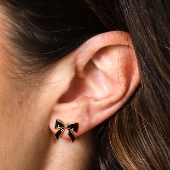 Black Bow Stud Earrings, 3 of 3