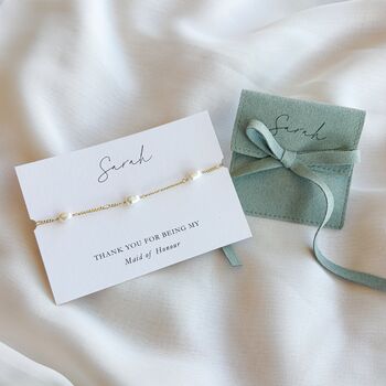 Personalised Freshwater Pearl Bracelet, 18 K Gold Plated, 6 of 10