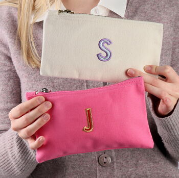 Personalised Embroidered Initial Makeup Or Pencil Case, 2 of 7