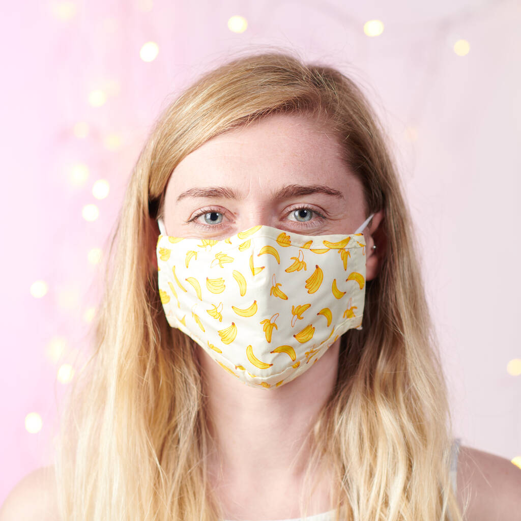 Banana Pattern Cotton Adult Face Mask By Oakdene Designs