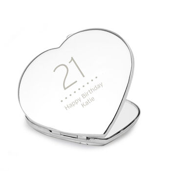 Personalised Birthday Big Age Diamante Heart Compact Mirror, 4 of 6