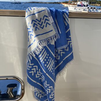 Patmos Patterned Peshtemal Towel Sky Blue, 9 of 9