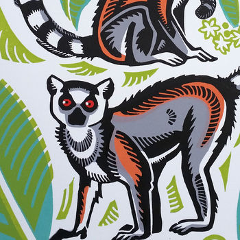 Lemur Family Linocut Print, 3 of 3