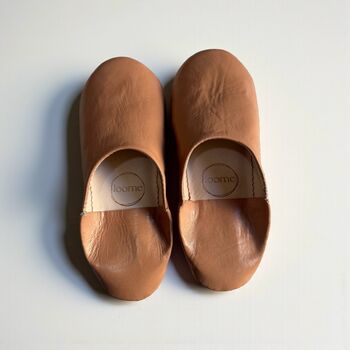 Handmade Moroccan Tan Leather Babouche Slippers, 4 of 4