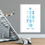 Numbers Blue Scandi Nursery Print, thumbnail 1 of 5