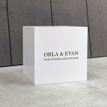 Personalised White Wooden Money Box For Kids, 3 of 6