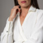 Luciana Ivory Crepe Classic Midi Shirt Dress, thumbnail 4 of 4