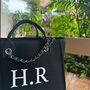 Personalised Black Large Chain Initial Tote Shoulder Bag, thumbnail 2 of 8