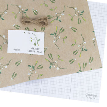 Mistletoe Print Gift Wrap Kit With Tags And Ribbon, 2 of 2