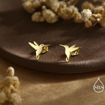 Hummingbird Stud Earrings In Sterling Silver, 7 of 10
