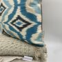 Square Ikat Silk Cushion Blue Diamond, thumbnail 7 of 11