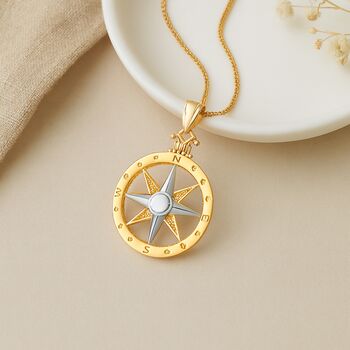 Personalised 9ct Gold Compass Pendant – Two Tone Travel Keepsake, 3 of 8