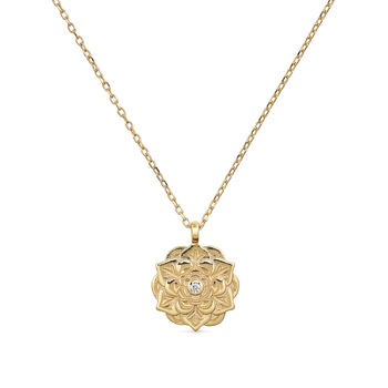 Chunky 14 K Gold Lotus Necklace, 2 of 9