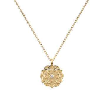 Chunky 14 K Gold Lotus Necklace, 4 of 7