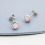 Tiny Pink Opal Dot Stud Earrings Sterling Silver, thumbnail 1 of 12