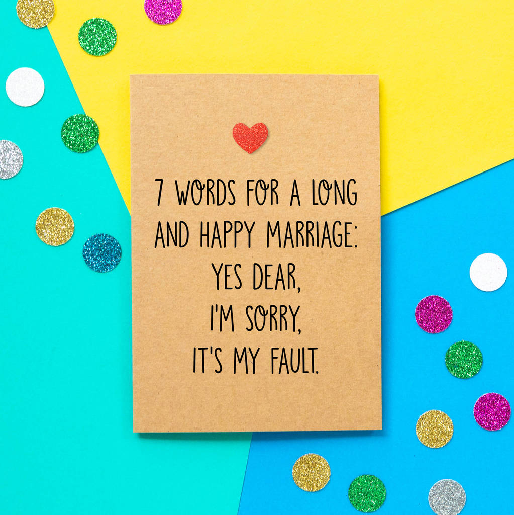 Long And Happy Marriage' Funny Wedding Card By Bettie Confetti |  