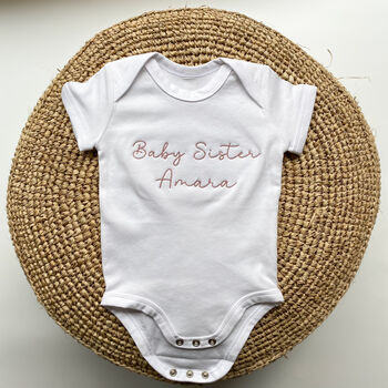 Personalised Embroidered Sibling Babygro, 2 of 7