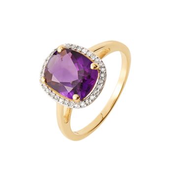 Gold Plated Cushion Cut Amethyst And Diamond Halo Ring, 2 of 6