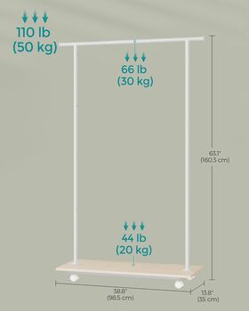 Portable Clothes Rack Metal Clothes Rail Storage Shelf, 11 of 12