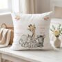 Personalised Safari Birth Announcement Nursery Cushion, thumbnail 1 of 3