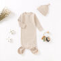 Super Soft Organic Cotton Knotted Baby Gown And Hat Set, thumbnail 3 of 5