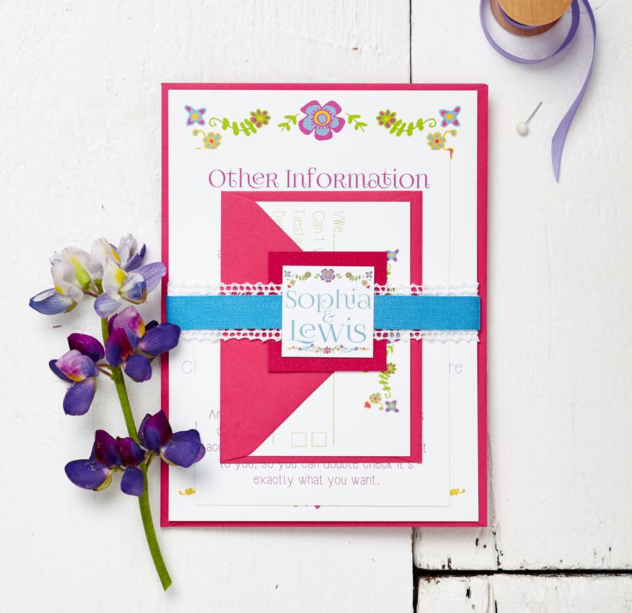 Floral Embroidery Wedding Invitation Set By Peardrop Avenue