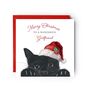 Merry Christmas To A Wonderful Girlfriend Festive Cat Christmas Card, thumbnail 1 of 4