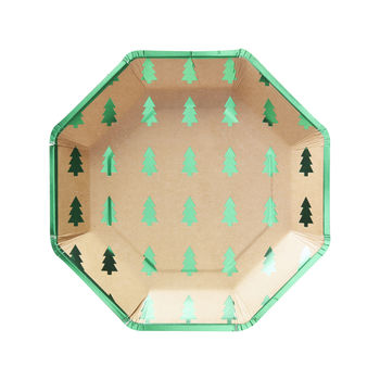 Green Foiled Christmas Tree Paper Plates Christmas, 2 of 3