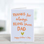Thanks For Always Being There Dad Father's Day Card, thumbnail 4 of 4