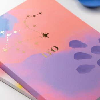 Leo Star Sign A5 Lined Luxury Notebook, 6 of 6
