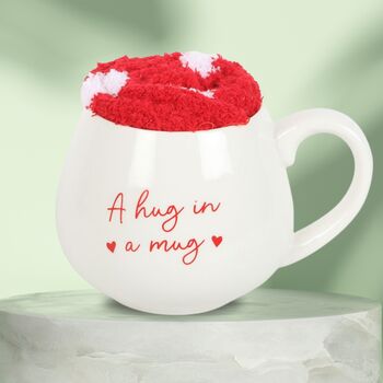 Valentines Gift Set Hug In A Mug And Heart Socks, 5 of 8