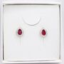 Teardrop Red Cz 925 Sterling Silver Pave Stud Earrings, thumbnail 2 of 4