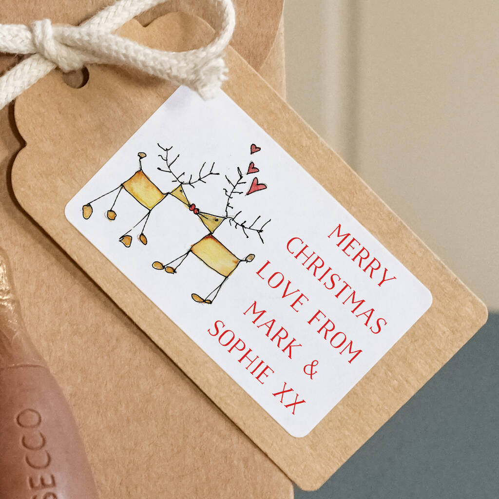 Personalised Kissing Reindeer Christmas Labels