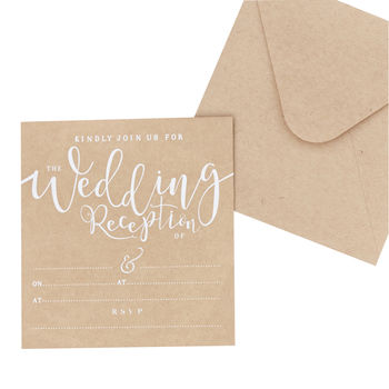 Kraft Wedding Reception / Evening Invitations 10 Pack, 3 of 3
