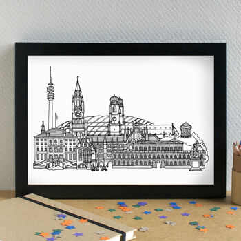 Munich Skyline Travel Art Print Unframed, 2 of 6