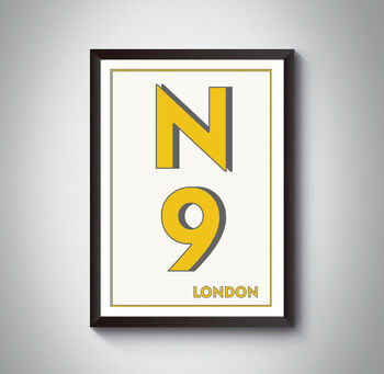 N9 Edmonton London Postcode Typography Print, 3 of 10